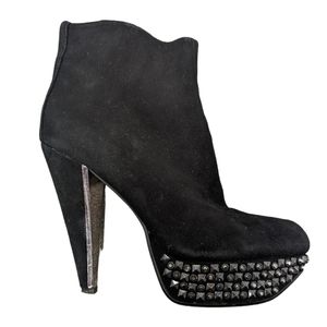 Sam Edelman Black Suede Bling Heeled Boots Size 7.5